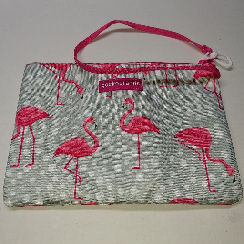 Flamingo Geckobrand Swimsuit Bag Wristlet - Picture 1 of 9